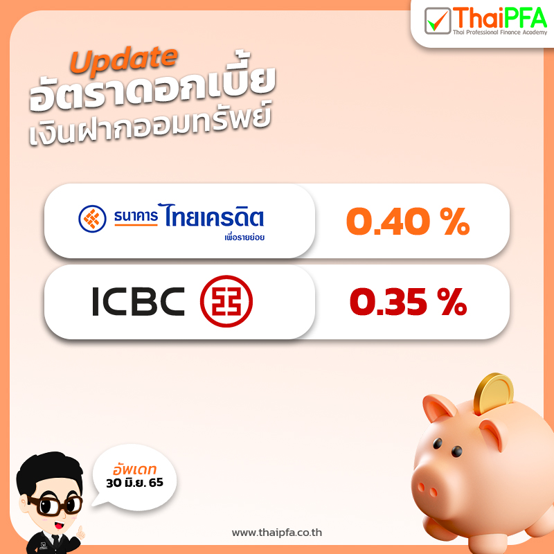 อัปเดต อัตราดอกเบี้ยเงินฝากออมทรัพย์ 2565