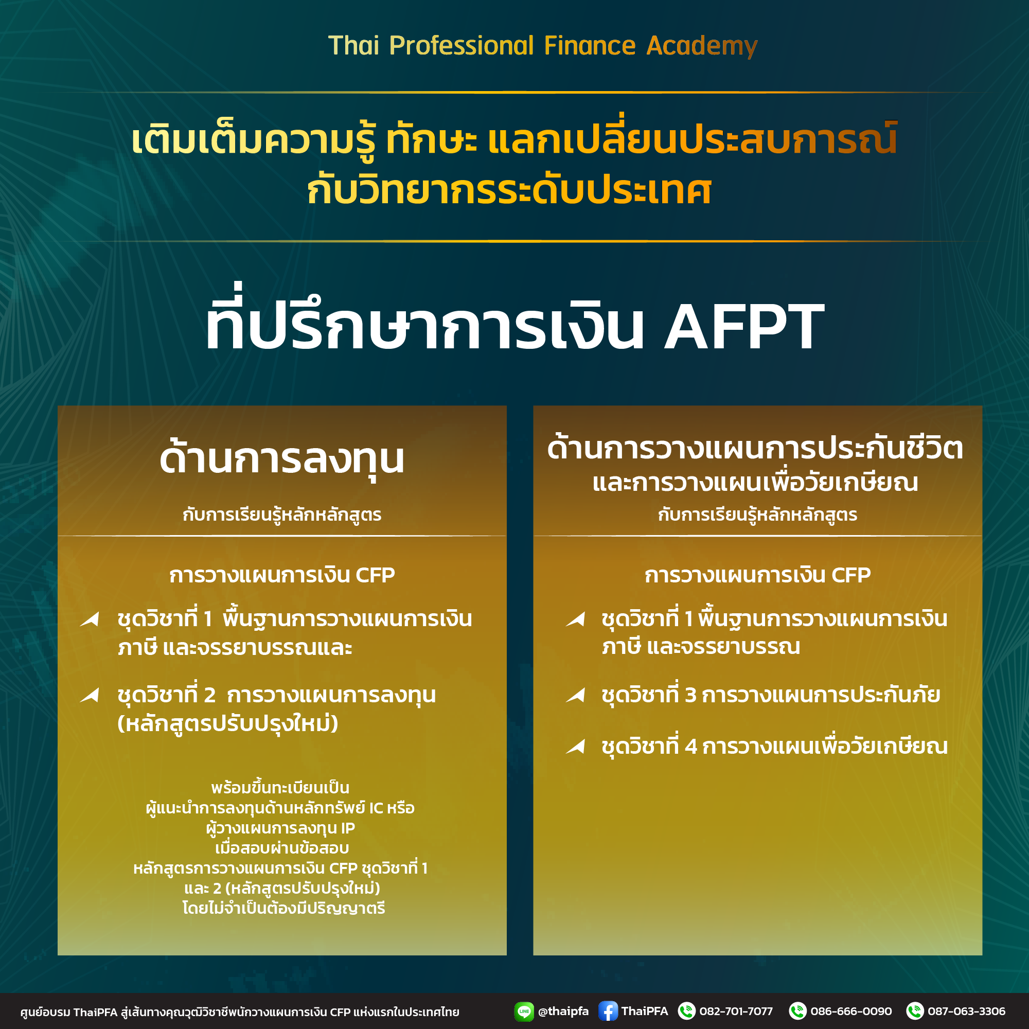 ROADMAP สู่วิชาชีพที่ปรึกษาการเงิน AFPT